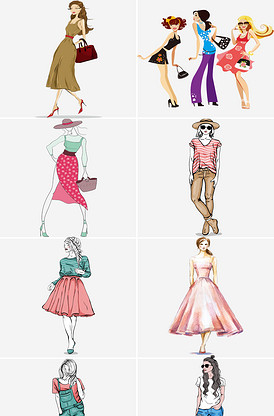 服装模特矢量图 数字化时尚的视觉利器